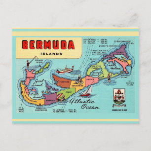 Cartão postal do mapa da ilha das Bermudas