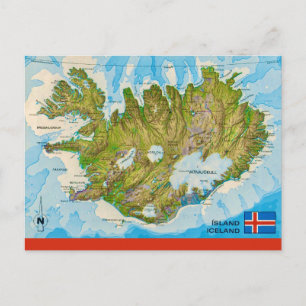 Cartão Postal do Mapa da Islândia