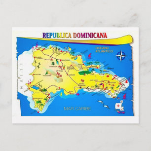 Cartão postal do mapa da República Dominicana