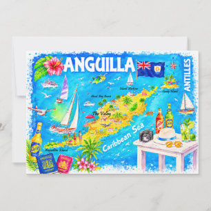 Cartão postal do mapa de aquarela do Caribe de Ang