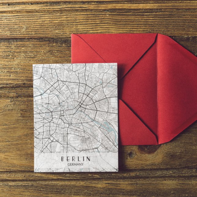 Cartão postal do Mapa de Berlim Alemanha (Berlin City Map)