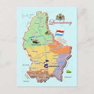 Cartão postal do mapa de Luxemburgo Alemanha