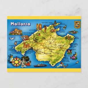 Cartão postal do mapa de Maiorca Espanha