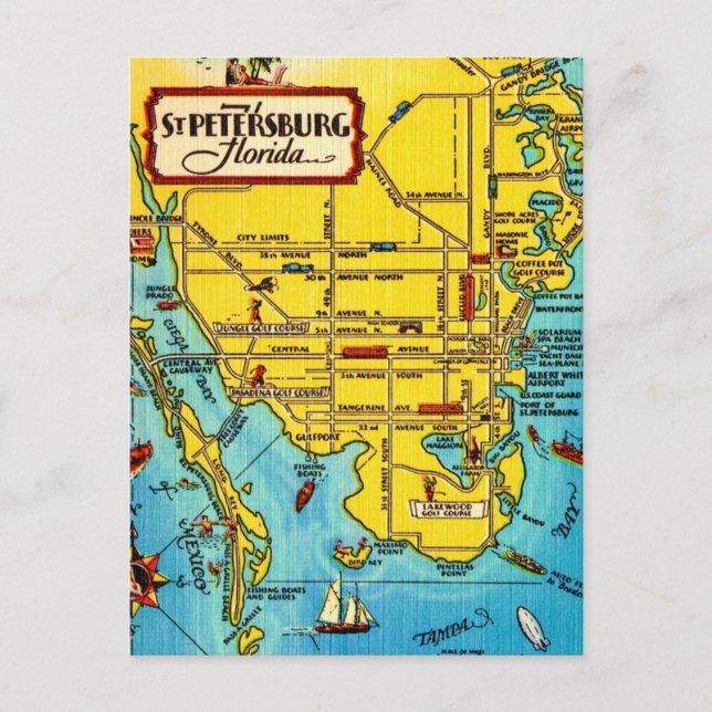 Cartão postal do mapa de São Petersburgo (Frente)
