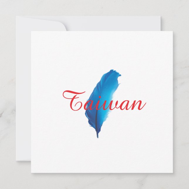 Cartão Postal do Mapa de Taiwan com Pena Azul (Frente)