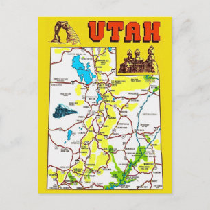 Cartão Postal do Mapa de Utah