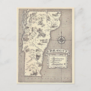 Cartão postal do mapa de Vermont