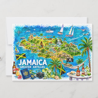 Cartão postal do mapa de viagem em aquarela da Jam