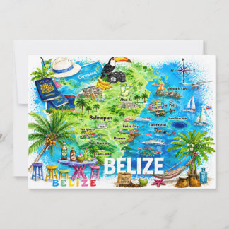 Cartão postal do mapa de viagem ilustrado do Carib