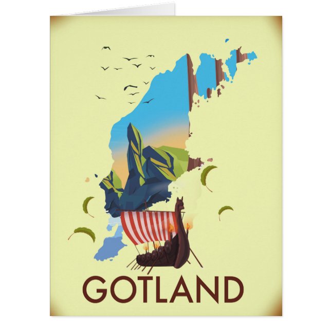 Cartão postal do mapa de viagem Viking do Mar Bált (Frente)