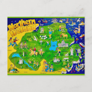 Cartão postal do mapa divertido da Irlanda do Nort