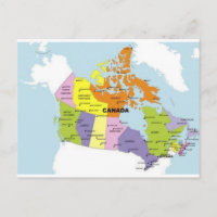 Cartão postal do mapa do Canadá  