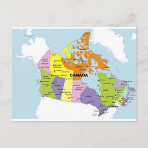 Cartão postal do mapa do Canadá  