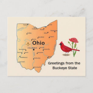 Cartão Postal do Mapa do Estado de Ohio