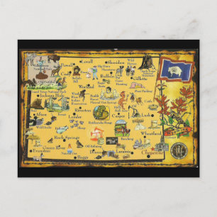 Cartão postal do Mapa do Estado do Wyoming