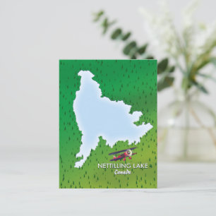 Cartão postal do mapa do lago Hubbard no norte de 