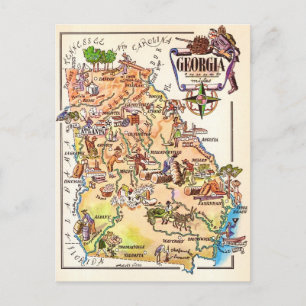 Cartão postal do mapa ilustrado da Geórgia