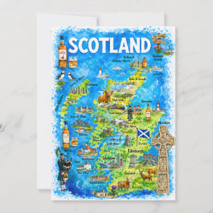 Cartão postal do mapa ilustrado em aquarela da Esc