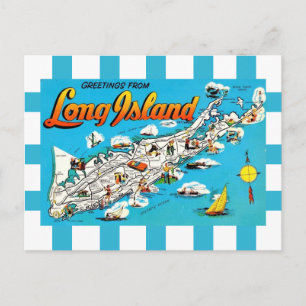 Cartão postal do mapa listrado de Long Island, NY