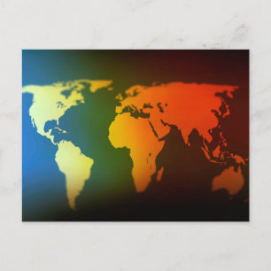 Cartão postal do mapa mundial diurno e noturno