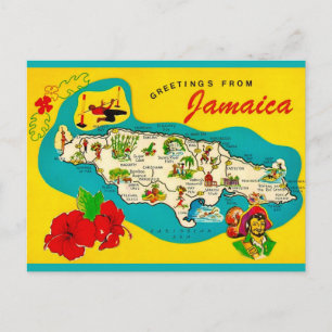 Cartão Postal do Mapa Retro da Jamaica