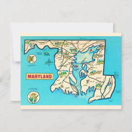 Cartão postal do mapa vintage colorido de Maryland