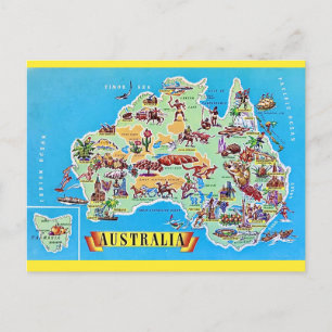 Cartão postal do mapa vintage da Austrália