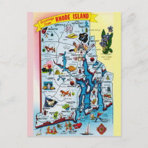 Cartão postal do mapa vintage de Rhode Island