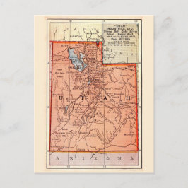 Cartão postal do mapa vintage de Utah 