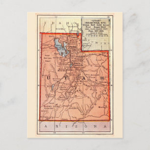 Cartão postal do mapa vintage de Utah