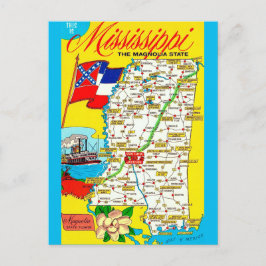 Cartão postal do mapa vintage do estado do Mississ