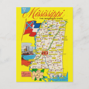 Cartão postal do mapa vintage do estado do Mississ