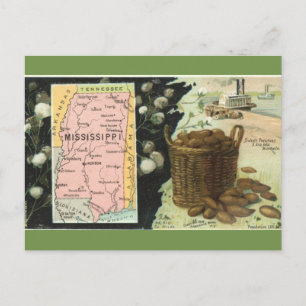 Cartão postal do mapa vintage do Mississippi