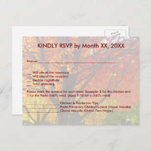 Cartão-postal do Menu RSVP de Casamento do Autumn