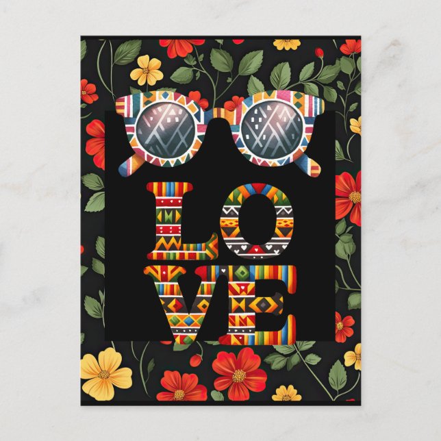 Cartão postal do Mês da História Negra com Floral  (Frente)