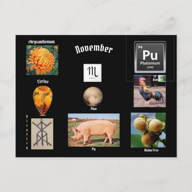 Cartão postal do mês de nascimento de Escorpião de (Frente)