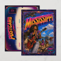 Cartão Postal do Mississippi dos Anos 80 Retro