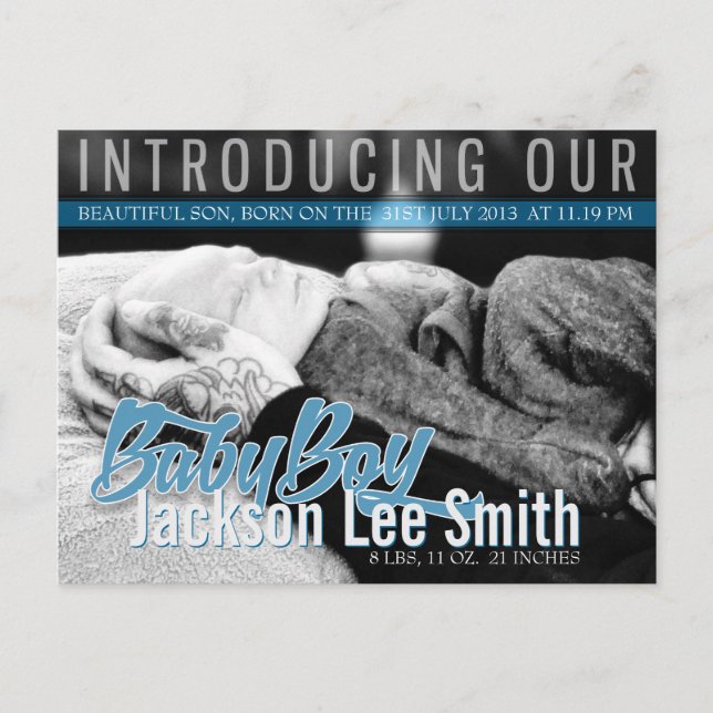 Cartão-postal do modelo de Foto do New Baby Boy do (Frente)