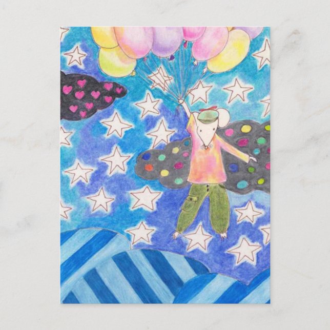 Cartão postal do mouse e do balão (Frente)