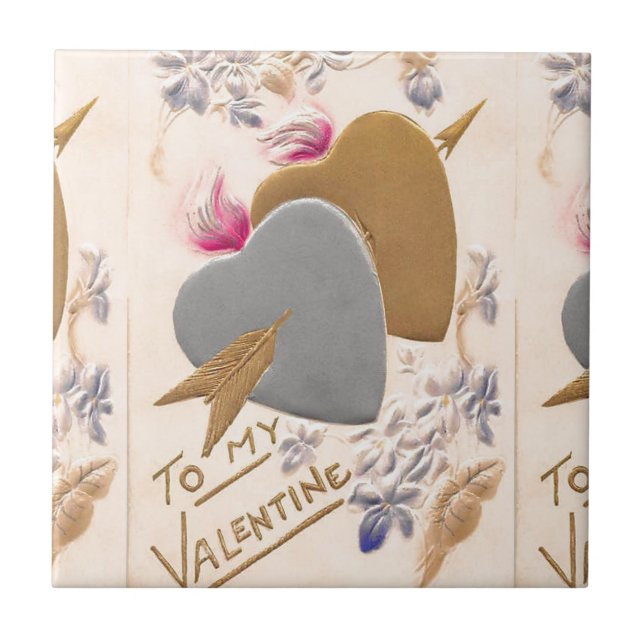 Cartão-postal do Namorados Vintage Silver & Dourad (Frente)