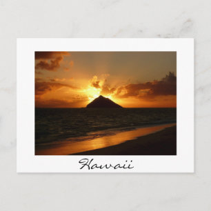 Cartão postal do nascer do sol no Havaí com texto