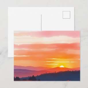Cartão Postal do Nascer e Pôr do Sol Dourado