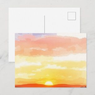 Cartão Postal do Nascer e Pôr do Sol Dourado