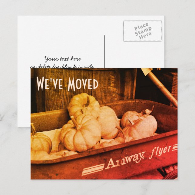 Cartão postal do novo endereço Sepia Pumpkins (Frente/Verso)
