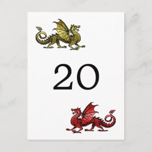 Cartão Postal do Número da Mesa do Dragão Vermelho