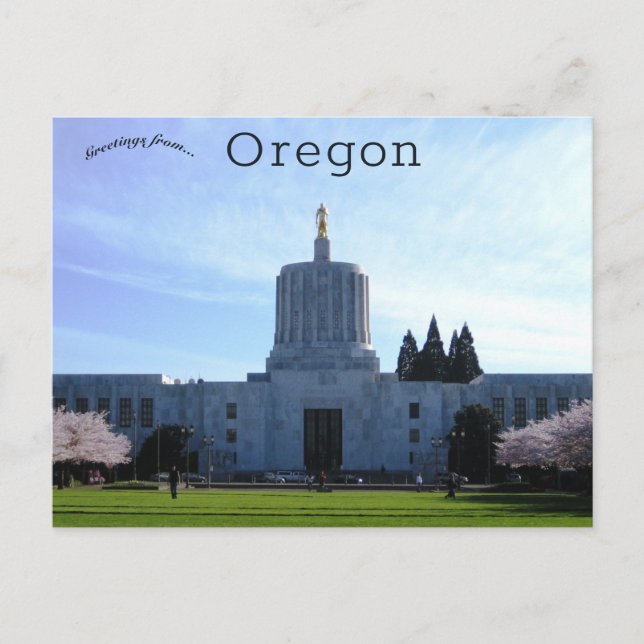 Cartão postal do Oregon State Capitol em Salem Ore (Frente)