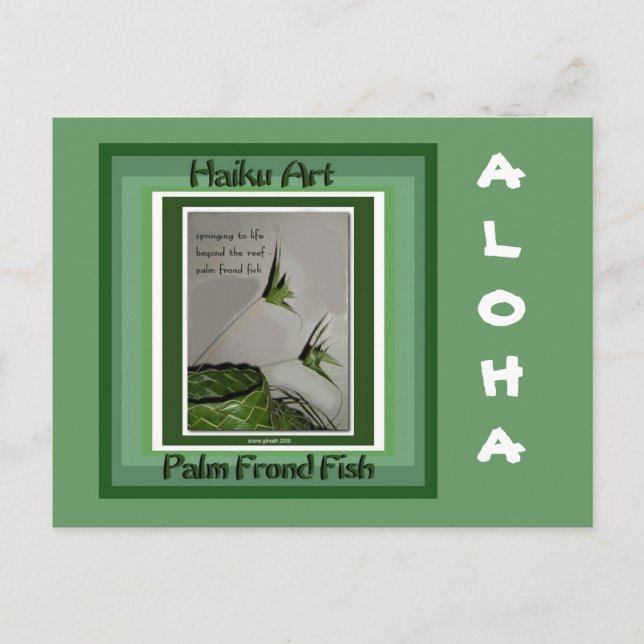 Cartão postal do Palm Frond Fish Collectible Haiku (Frente)