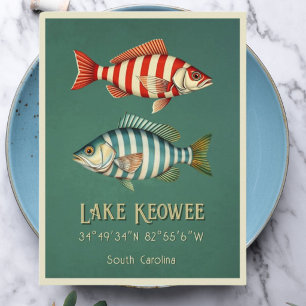 Cartão postal do peixe listrado do Lago Keowee Car