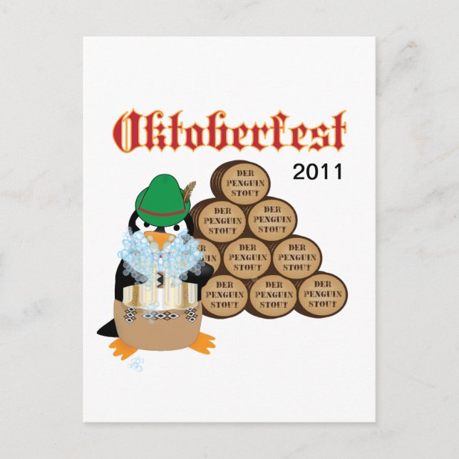 Cartão postal do pinguim do Oktoberfest (Frente)