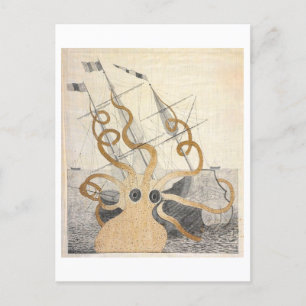 Cartão postal do Polvo Monstro do Mar Vintage